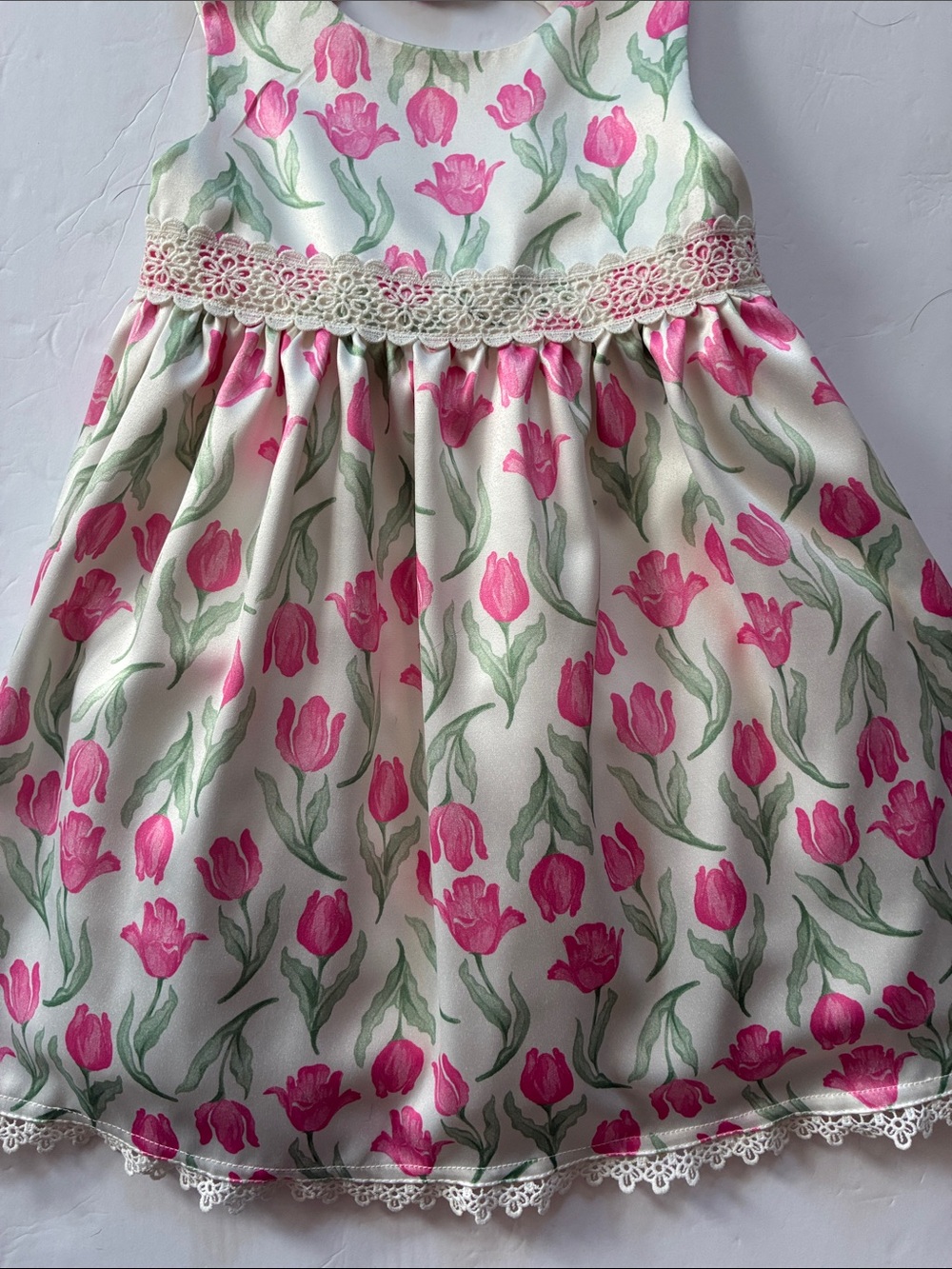 Rachel Zoe Cream Dress with Pink Tulip Print  Tulle Underneath and Lining Size 4